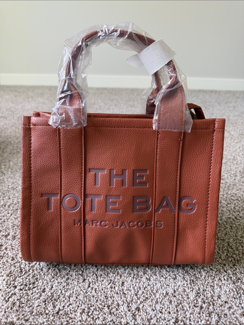 Marc Jacobs Small Leather Tote in Rust Brown